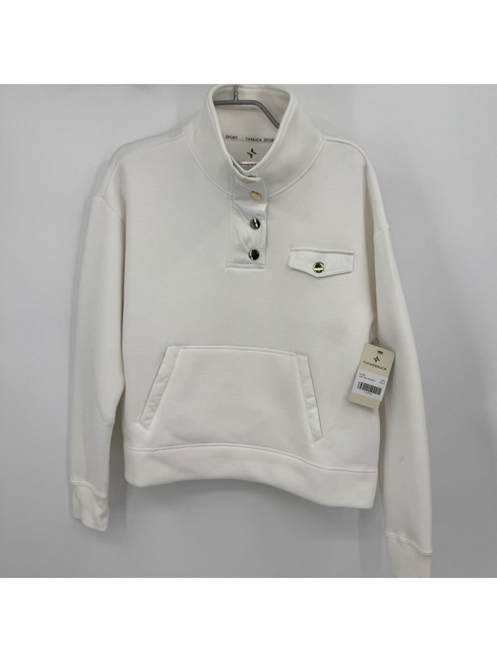 Tuckernuck Snap Neck Bailey Pullover in White size M Medium NWT $168